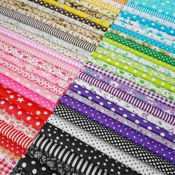 Colorful 56-Piece Cotton Fabric Bundle - 25x25cm Patchwork Quilting Squares for - Picture 5 of 7